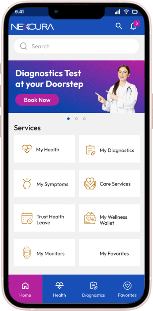 Nexcura Features mobile screen